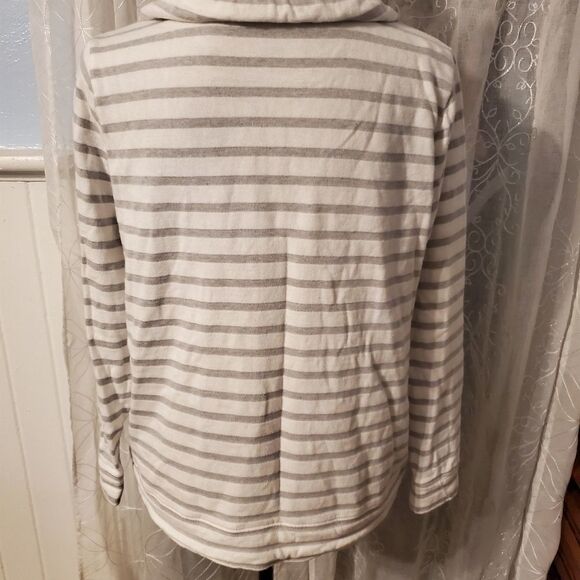 Michael Kors gray & white striped zip up jacket sz med - Picture 5 of 7